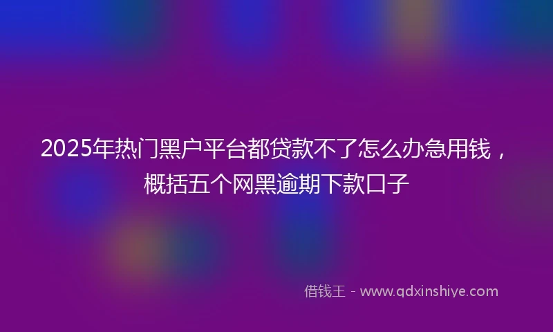 2025年热门黑户平台都贷款不了怎么办急用钱，概括五个网黑逾期下款口子
