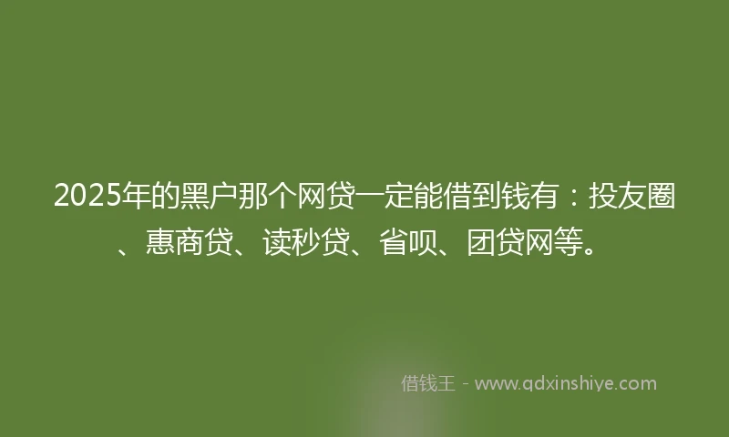 2025年的黑户那个网贷一定能借到钱有：投友圈、惠商贷、读秒贷、省呗、团贷网等。