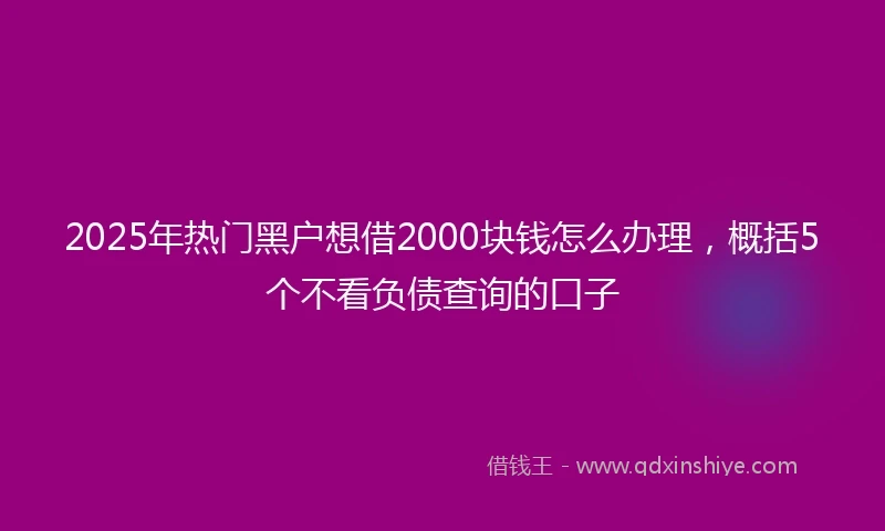 2025年热门黑户想借2000块钱怎么办理，概括5个不看负债查询的口子