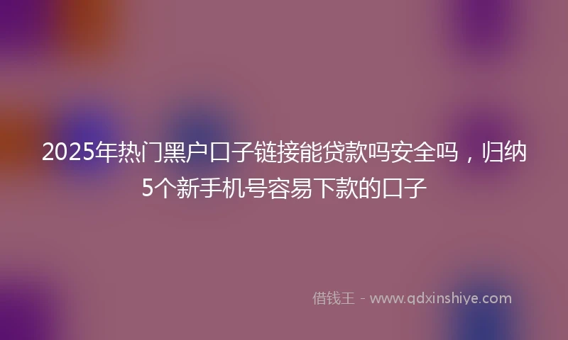 2025年热门黑户口子链接能贷款吗安全吗，归纳5个新手机号容易下款的口子