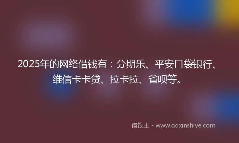 2025年的网络借钱有：分期乐、平安口袋银行、维信卡卡贷、拉卡拉、省呗等。