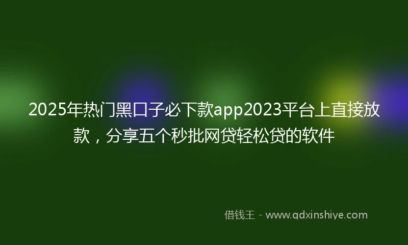 2025年热门黑口子必下款app2023平台上直接放款，分享五个秒批网贷轻松贷的软件