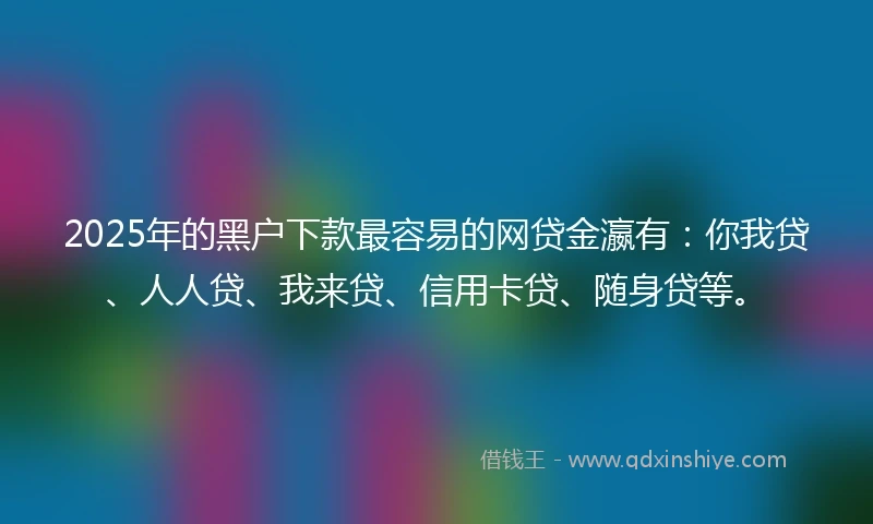 2025年的黑户下款最容易的网贷金瀛有：你我贷、人人贷、我来贷、信用卡贷、随身贷等。