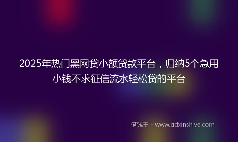 2025年热门黑网贷小额贷款平台，归纳5个急用小钱不求征信流水轻松贷的平台