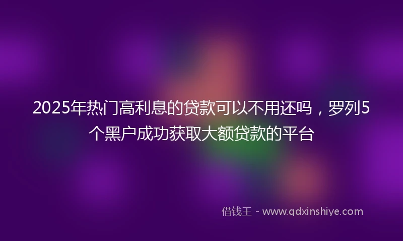 2025年热门高利息的贷款可以不用还吗,罗列5个黑户成功获取大额贷款的平台