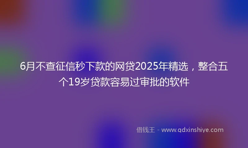 6月不查征信秒下款的网贷2025年精选，整合五个19岁贷款容易过审批的软件