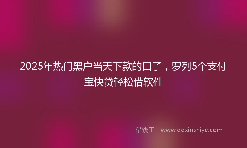 2025年热门黑户当天下款的口子，罗列5个支付宝快贷轻松借软件