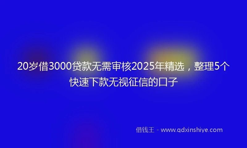 20岁借3000贷款无需审核2025年精选，整理5个快速下款无视征信的口子