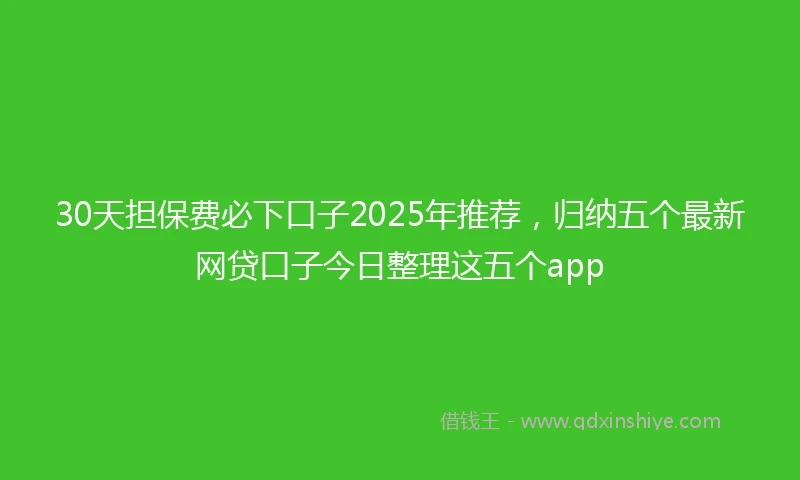 30天担保费必下口子2025年推荐，归纳五个最新网贷口子今日整理这五个app