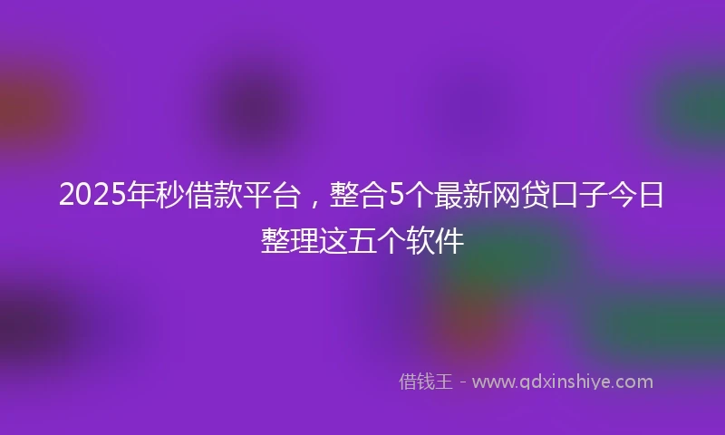 2025年秒借款平台，整合5个最新网贷口子今日整理这五个软件