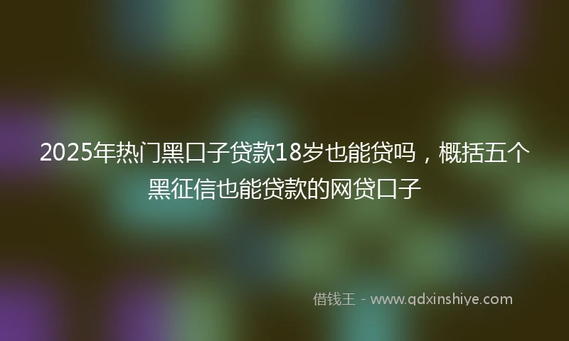 2025年热门黑口子贷款18岁也能贷吗，概括五个黑征信也能贷款的网贷口子
