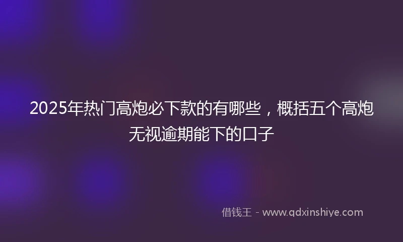 2025年热门高炮必下款的有哪些，概括五个高炮无视逾期能下的口子