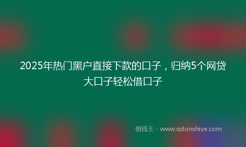 2025年热门黑户直接下款的口子，归纳5个网贷大口子轻松借口子