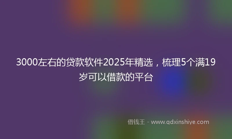 3000左右的贷款软件2025年精选，梳理5个满19岁可以借款的平台