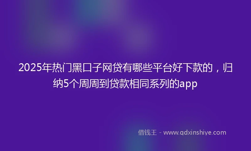 2025年热门黑口子网贷有哪些平台好下款的,归纳5个周周到贷款相同系列的app