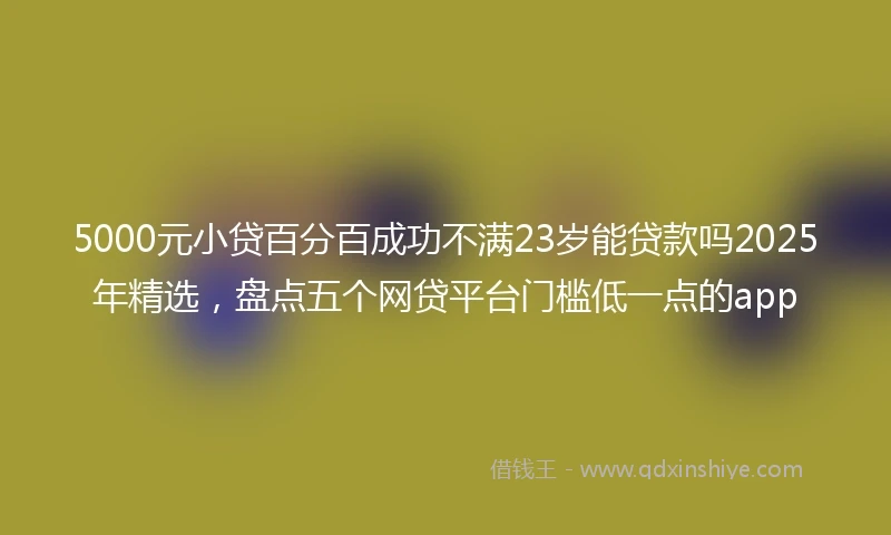 5000元小贷百分百成功不满23岁能贷款吗2025年精选，盘点五个网贷平台门槛低一点的app