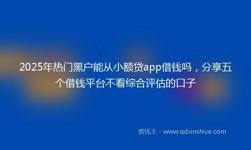 2025年热门黑户能从小额贷app借钱吗，分享五个借钱平台不看综合评估的口子