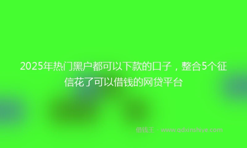 2025年热门黑户都可以下款的口子，整合5个征信花了可以借钱的网贷平台