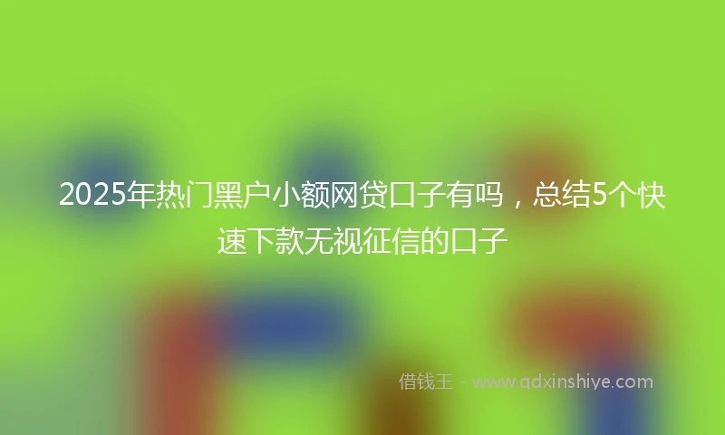 2025年热门黑户小额网贷口子有吗，总结5个快速下款无视征信的口子