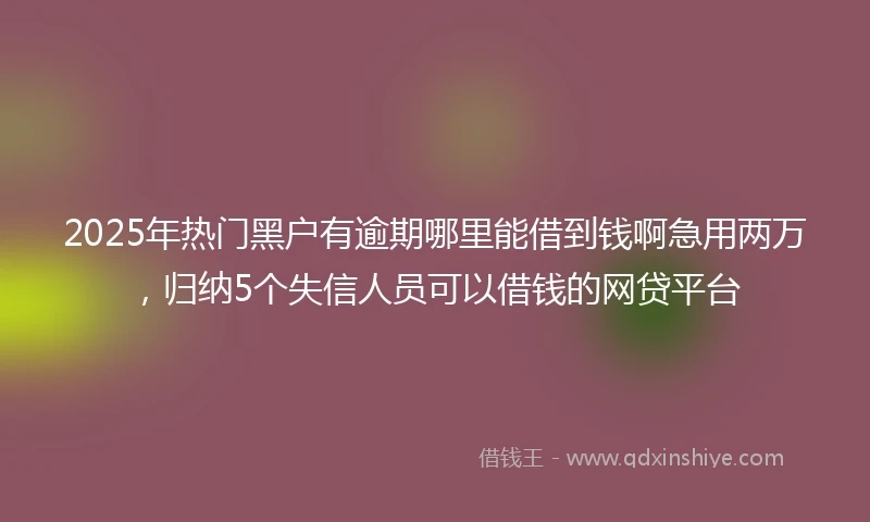 2025年热门黑户有逾期哪里能借到钱啊急用两万，归纳5个失信人员可以借钱的网贷平台