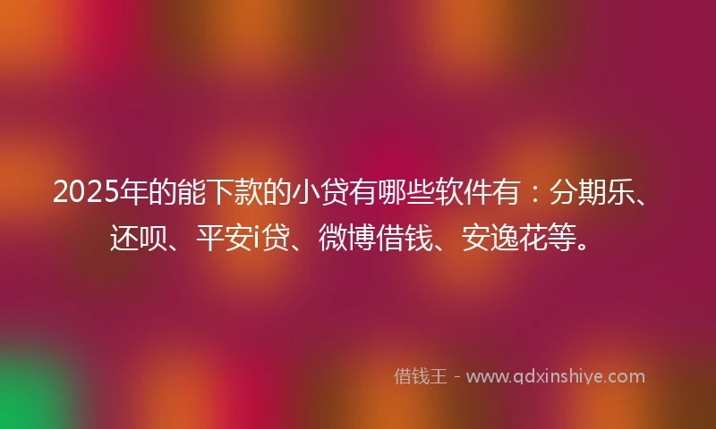 2025年的能下款的小贷有哪些软件有：分期乐、还呗、平安i贷、微博借钱、安逸花等。