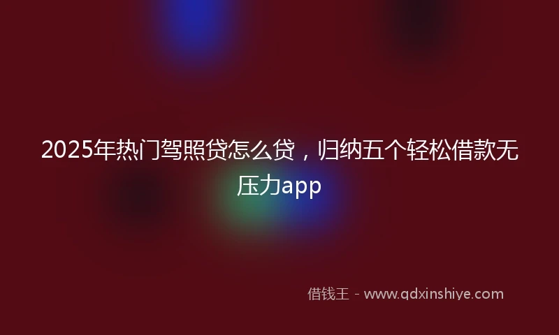 2025年热门驾照贷怎么贷，归纳五个轻松借款无压力app