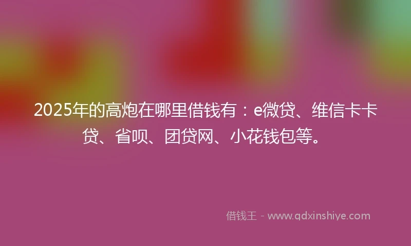 2025年的高炮在哪里借钱有：e微贷、维信卡卡贷、省呗、团贷网、小花钱包等。
