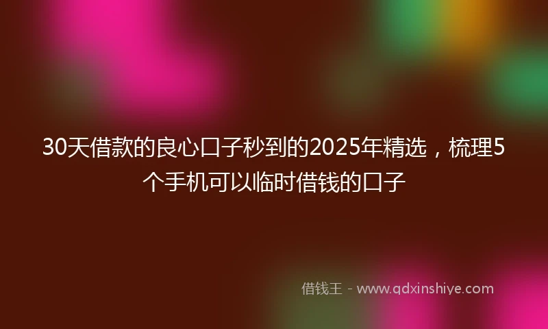 30天借款的良心口子秒到的2025年精选，梳理5个手机可以临时借钱的口子