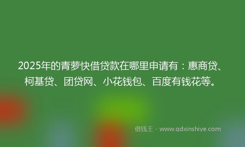 2025年的青萝快借贷款在哪里申请有：惠商贷、柯基贷、团贷网、小花钱包、百度有钱花等。