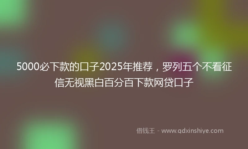 5000必下款的口子2025年推荐，罗列五个不看征信无视黑白百分百下款网贷口子