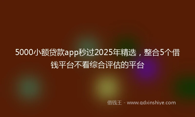 5000小额贷款app秒过2025年精选，整合5个借钱平台不看综合评估的平台