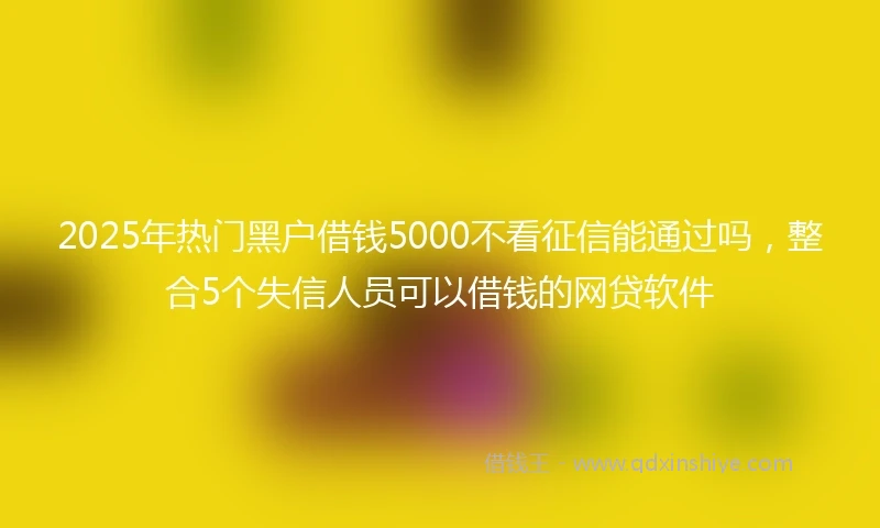 2025年热门黑户借钱5000不看征信能通过吗，整合5个失信人员可以借钱的网贷软件
