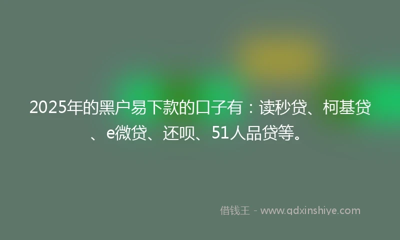 2025年的黑户易下款的口子有：读秒贷、柯基贷、e微贷、还呗、51人品贷等。