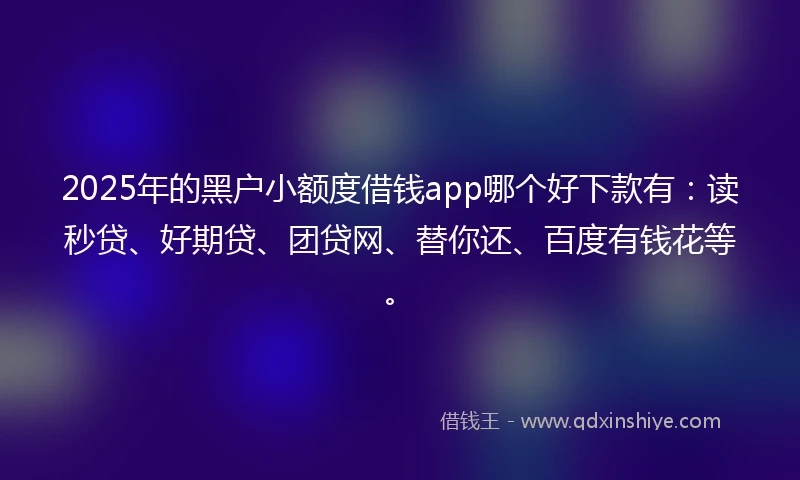 2025年的黑户小额度借钱app哪个好下款有：读秒贷、好期贷、团贷网、替你还、百度有钱花等。