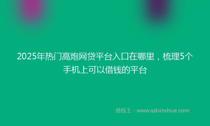 2025年热门高炮网贷平台入口在哪里，梳理5个手机上可以借钱的平台