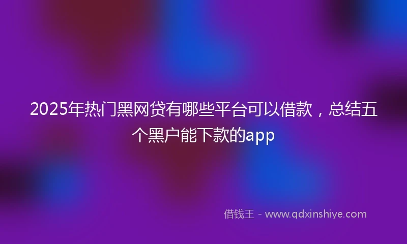 2025年热门黑网贷有哪些平台可以借款，总结五个黑户能下款的app