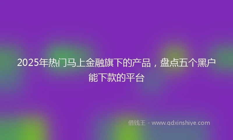 2025年热门马上金融旗下的产品，盘点五个黑户能下款的平台