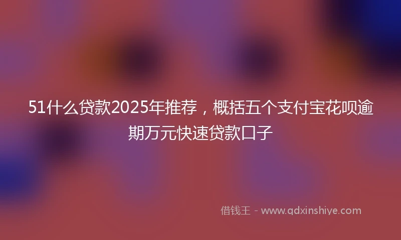 51什么贷款2025年推荐，概括五个支付宝花呗逾期万元快速贷款口子