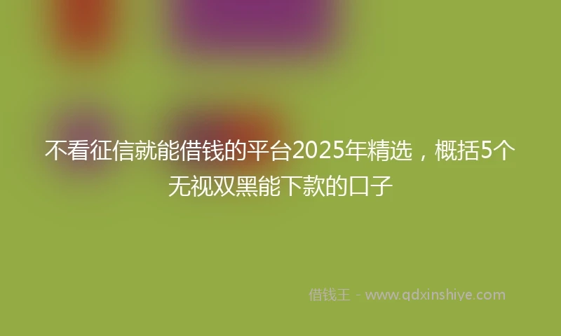 不看征信就能借钱的平台2025年精选，概括5个无视双黑能下款的口子