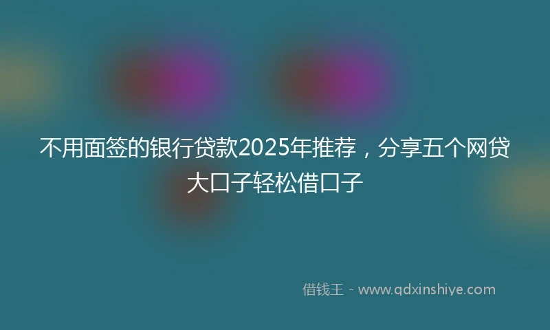 不用面签的银行贷款2025年推荐，分享五个网贷大口子轻松借口子