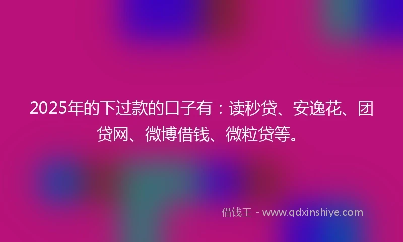 2025年的下过款的口子有：读秒贷、安逸花、团贷网、微博借钱、微粒贷等。