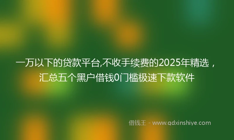 一万以下的贷款平台,不收手续费的2025年精选，汇总五个黑户借钱0门槛极速下款软件