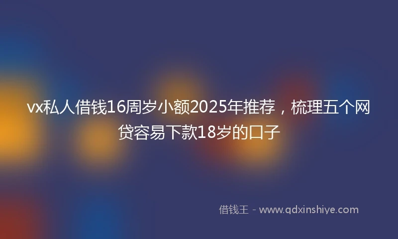 vx私人借钱16周岁小额2025年推荐，梳理五个网贷容易下款18岁的口子