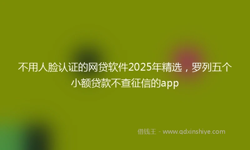 不用人脸认证的网贷软件2025年精选，罗列五个小额贷款不查征信的app