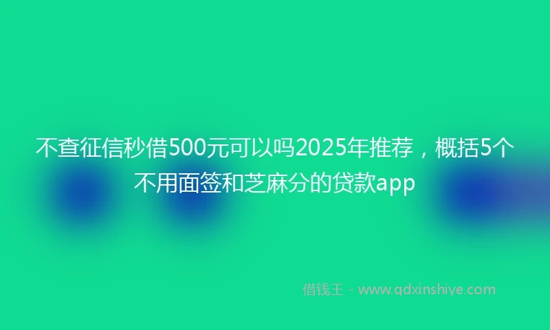 不查征信秒借500元可以吗2025年推荐，概括5个不用面签和芝麻分的贷款app
