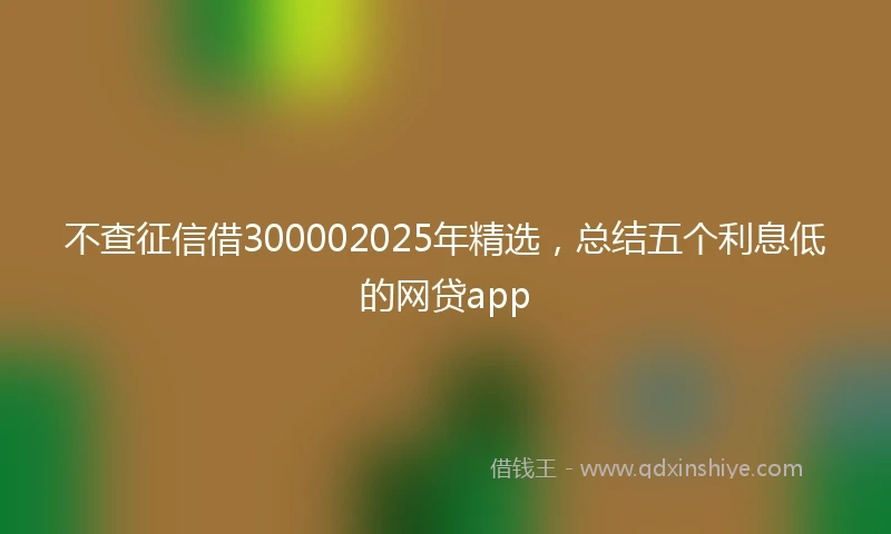 不查征信借300002025年精选，总结五个利息低的网贷app