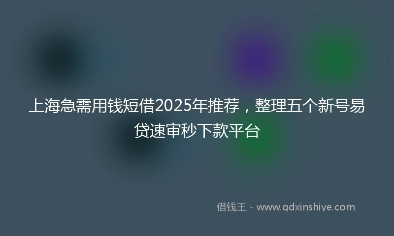 上海急需用钱短借2025年推荐，整理五个新号易贷速审秒下款平台