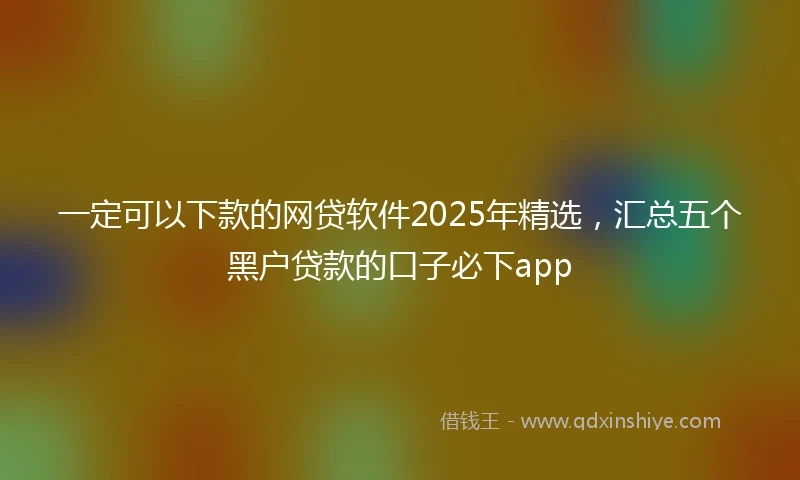 一定可以下款的网贷软件2025年精选，汇总五个黑户贷款的口子必下app