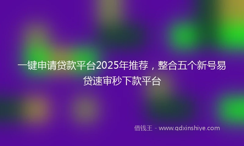 一键申请贷款平台2025年推荐，整合五个新号易贷速审秒下款平台