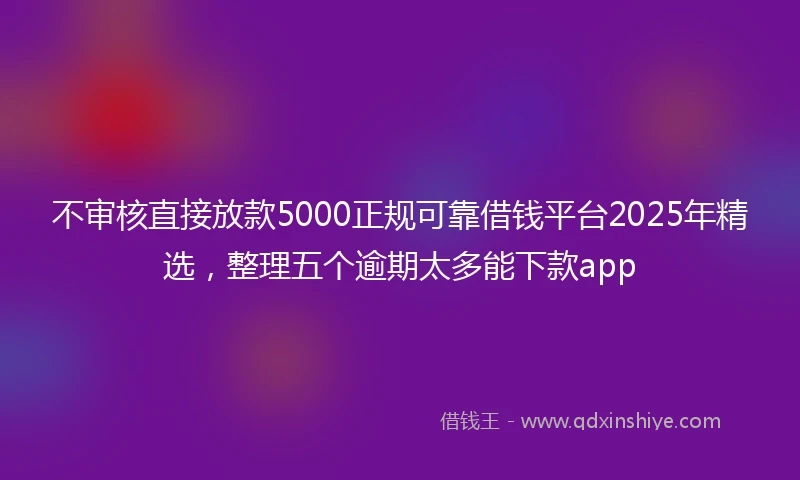 不审核直接放款5000正规可靠借钱平台2025年精选，整理五个逾期太多能下款app